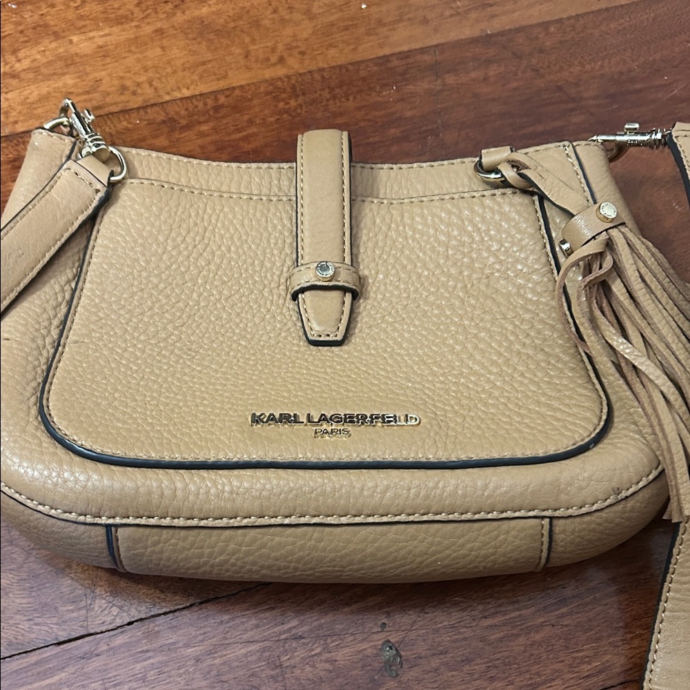Karl Lagerfeld Beige Crossbody Bag with Tassel - Picture 7 of 8